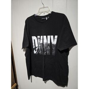 VTG USA 90s DKNY New York City Skyline Twin Towers SPELLOUT Boxy Shirt Unisex L